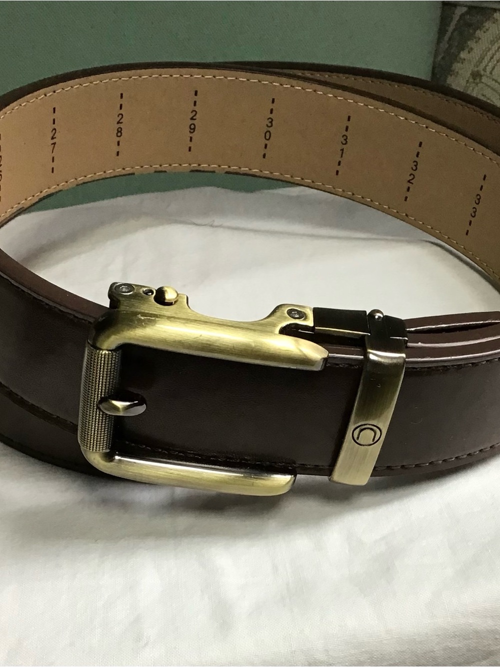 Nexbelt Classic Men's D/Brown Genuine Leather Belt Antique Brass Buckle Sz 38